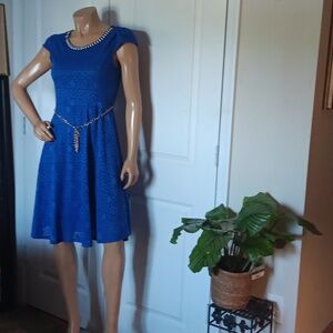Jessica Taylor Women's Cap Sleeve Lace Dress, Sz. Lg, Royal Blue